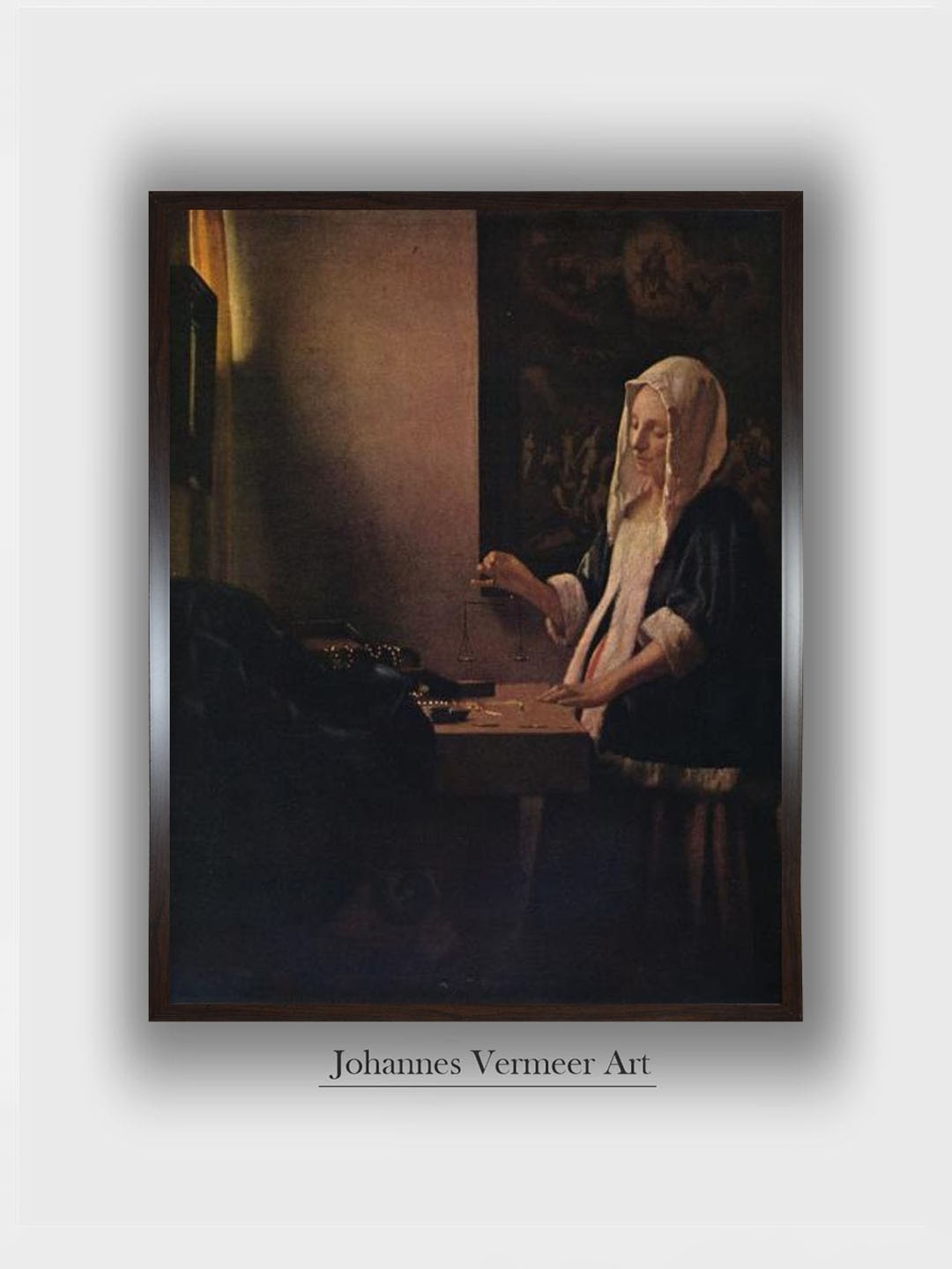 

The Art House Portrait of Woman Holding a Balance 1664 by Johannes Vermeer, Black