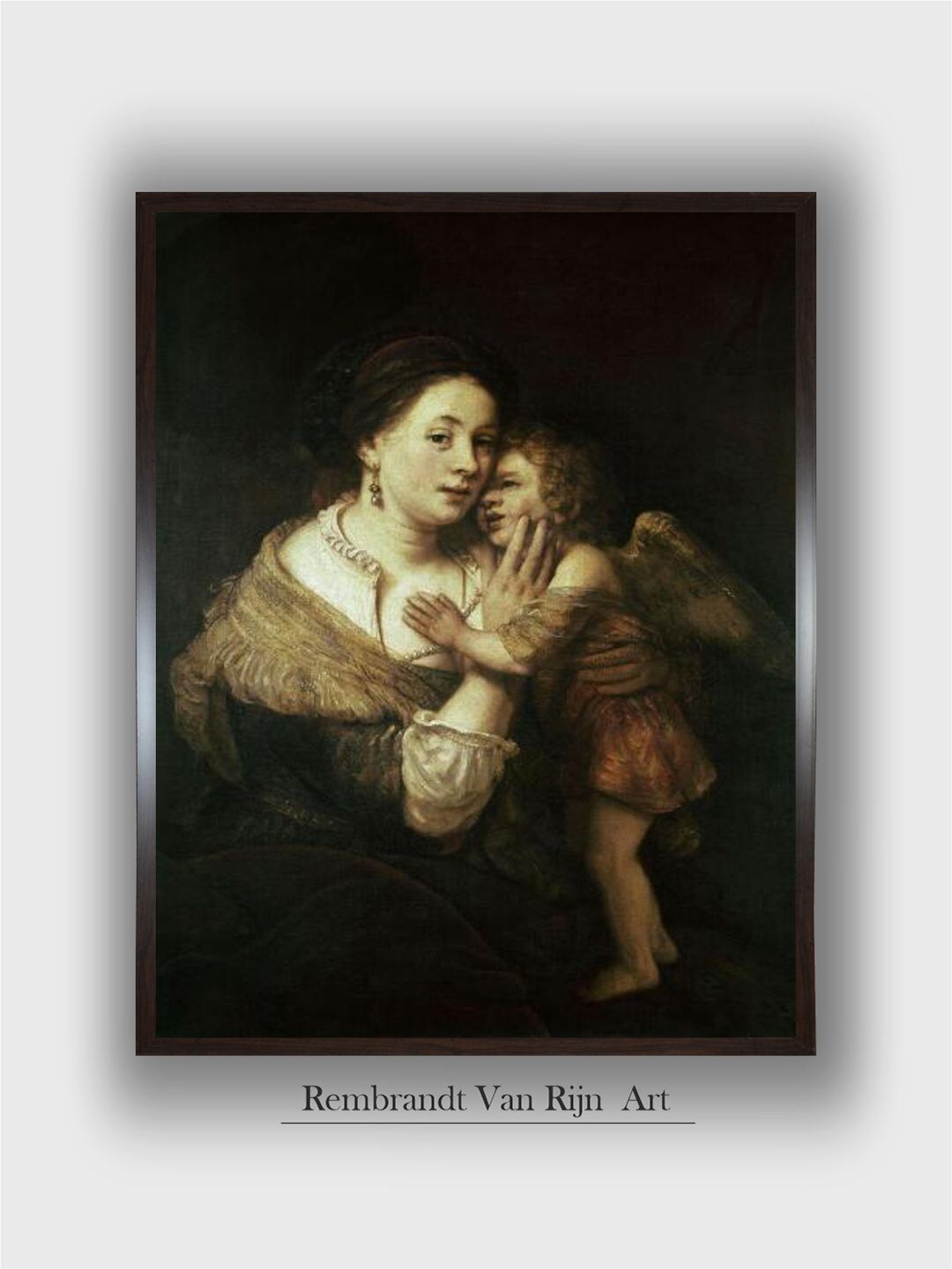 

The Art House Venus and Love 17th Cent Paris, Muse Du Louvre by Rembrandt Wall Painting, Black