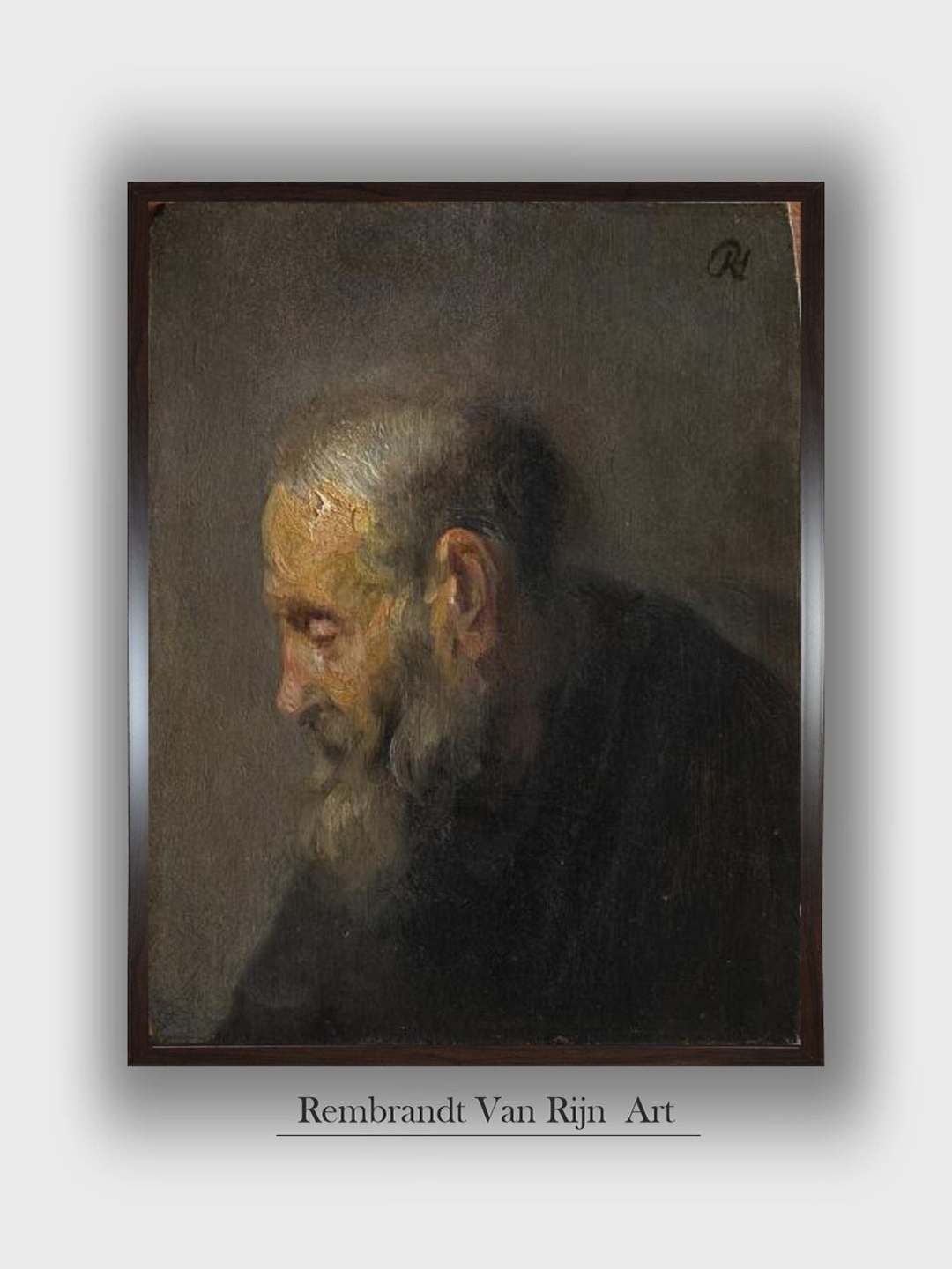 

The Art House Black Study of an Old Man in Profile Wooden Painting Wall Art