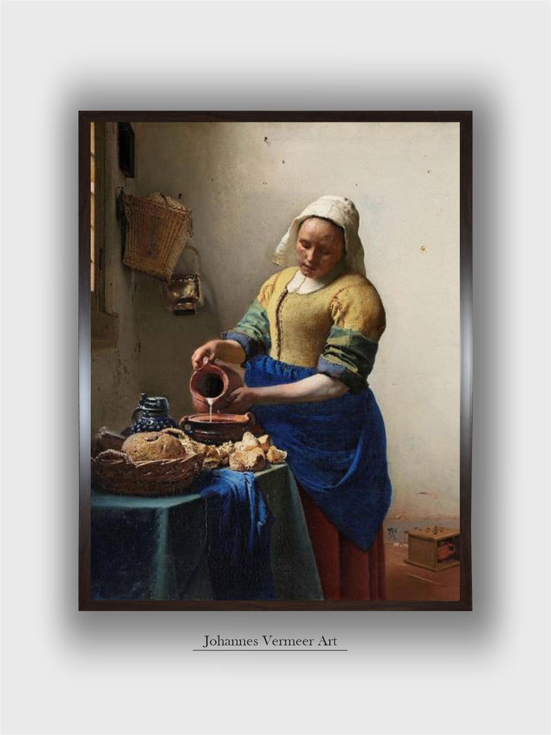 

The Art House The Milkmaid By Johannes Vermeer Wood Wall Art Painting, Off white