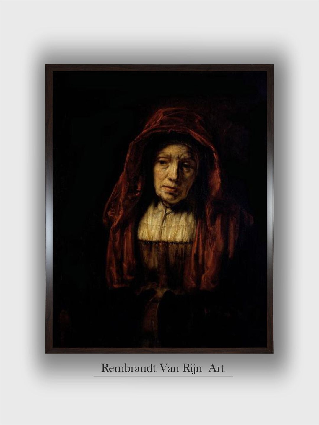 

The Art House Portrait Of An Old Woman By Rembrandt Van Rijn Wood Wall Art Painting, Black