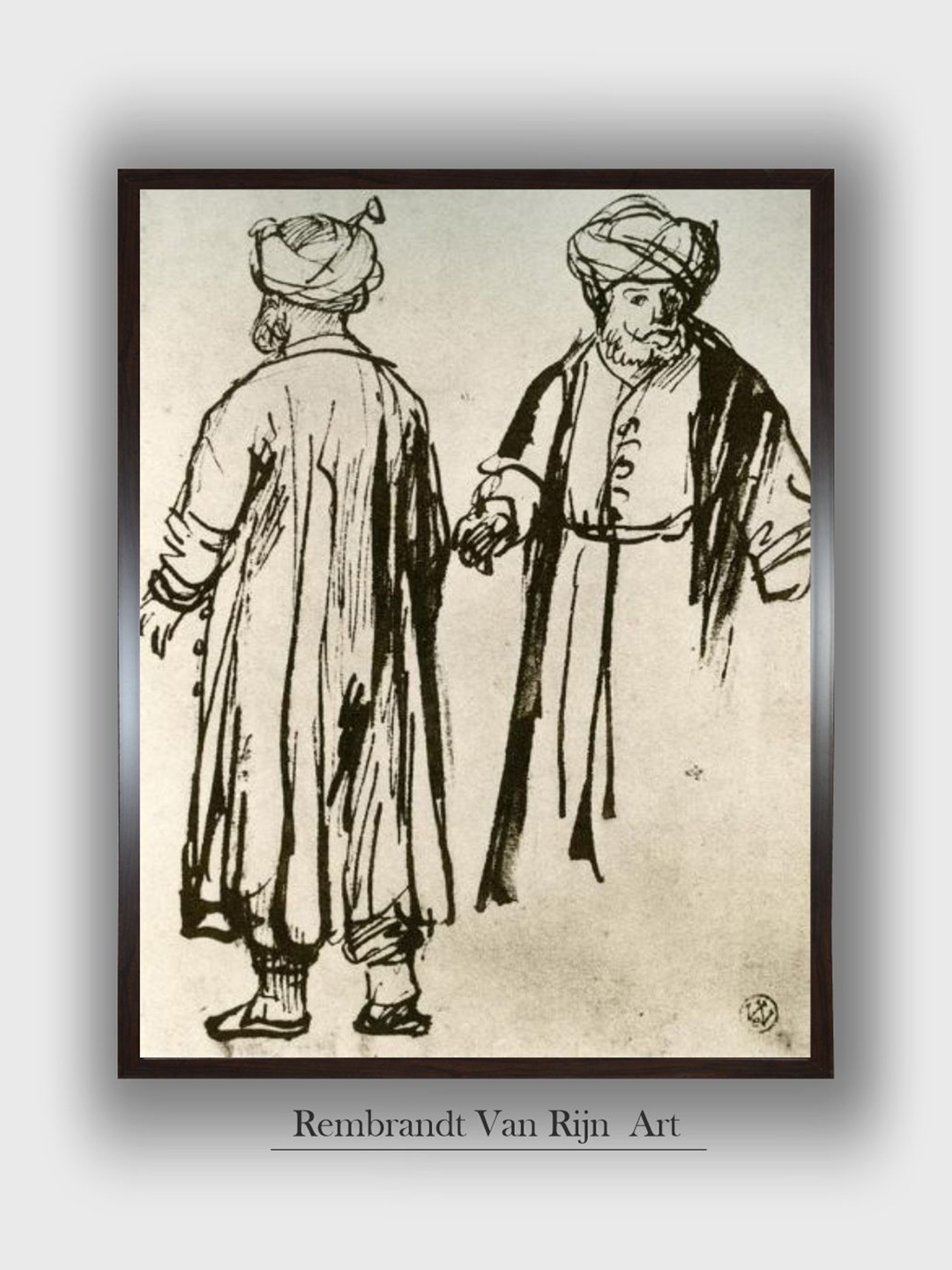 

The Art House Two Turks Walking, 1913 Wooden Wall Painting, Black