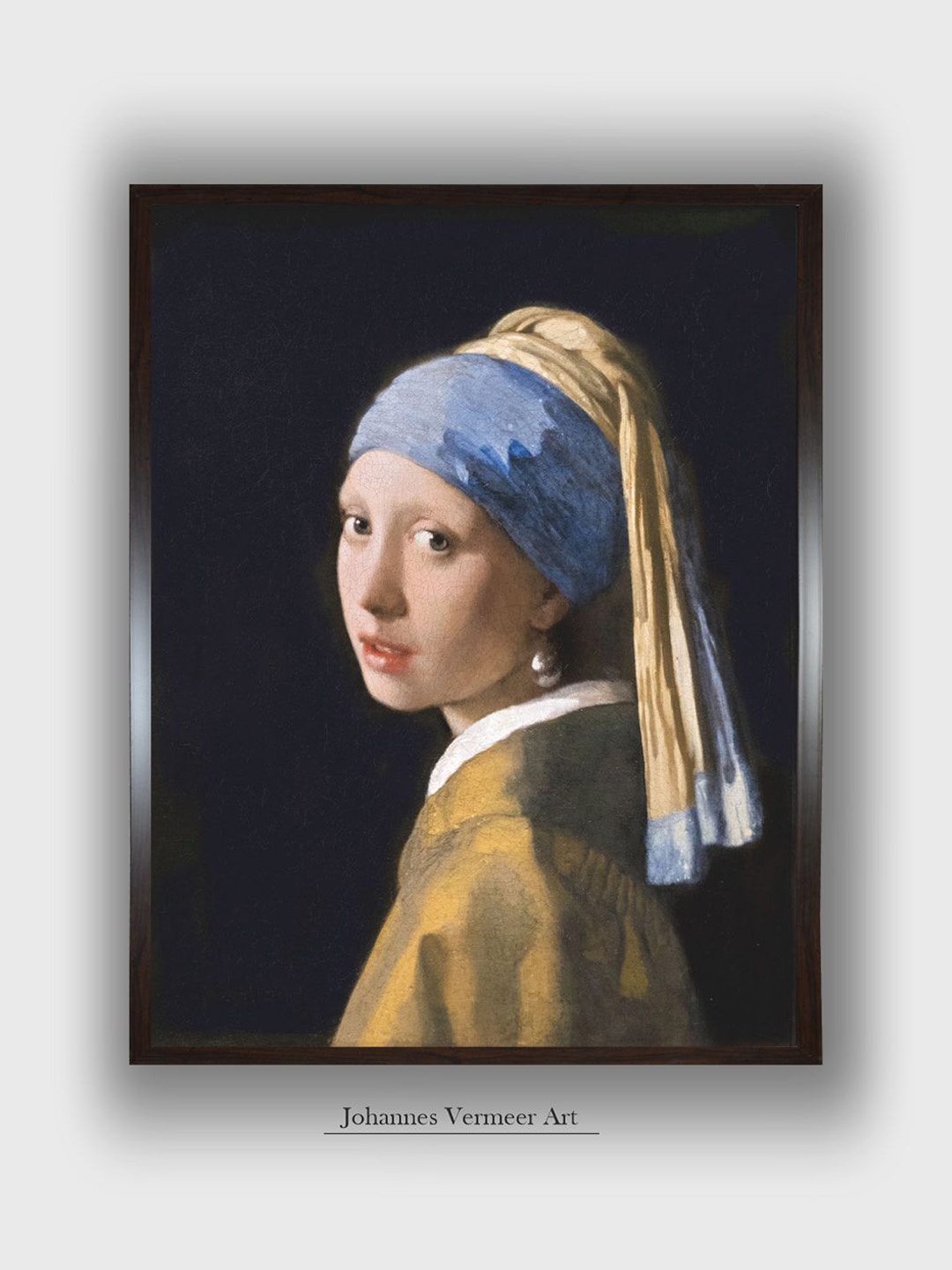 

The Art House Girl with a Pearl Earring by Johannes Vermeer Wall Painting, Black