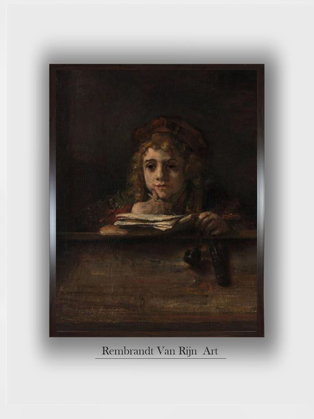 

The Art House Portrait of Titus at His Desk 1655 by Rembrandt Van Rijn, Black