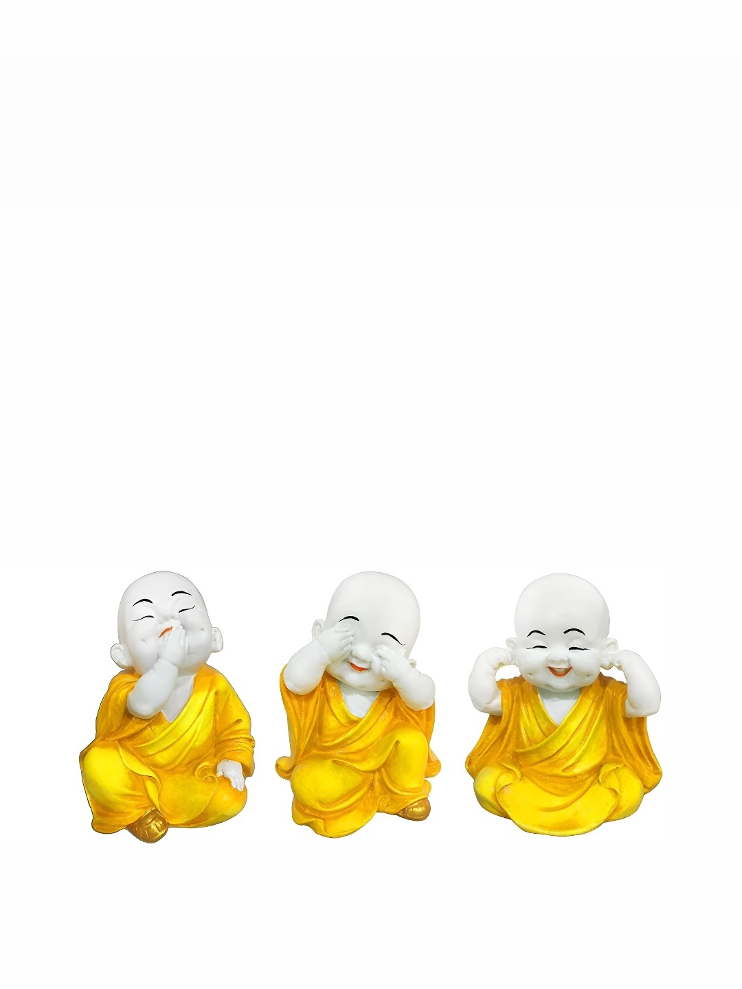 

GW CREATIONS White Yellow 3 Pieces Fengshui Idol Showpiece