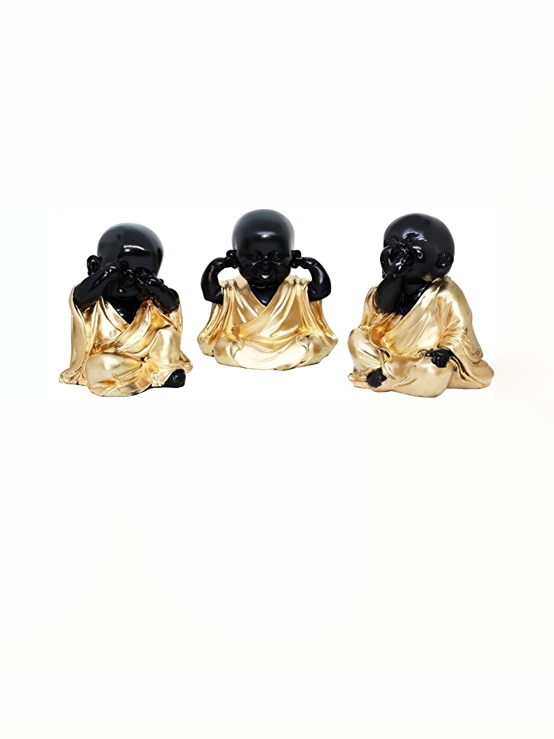 

GW CREATIONS Gold Toned 3 Pieces Fengshui Idol Showpiece