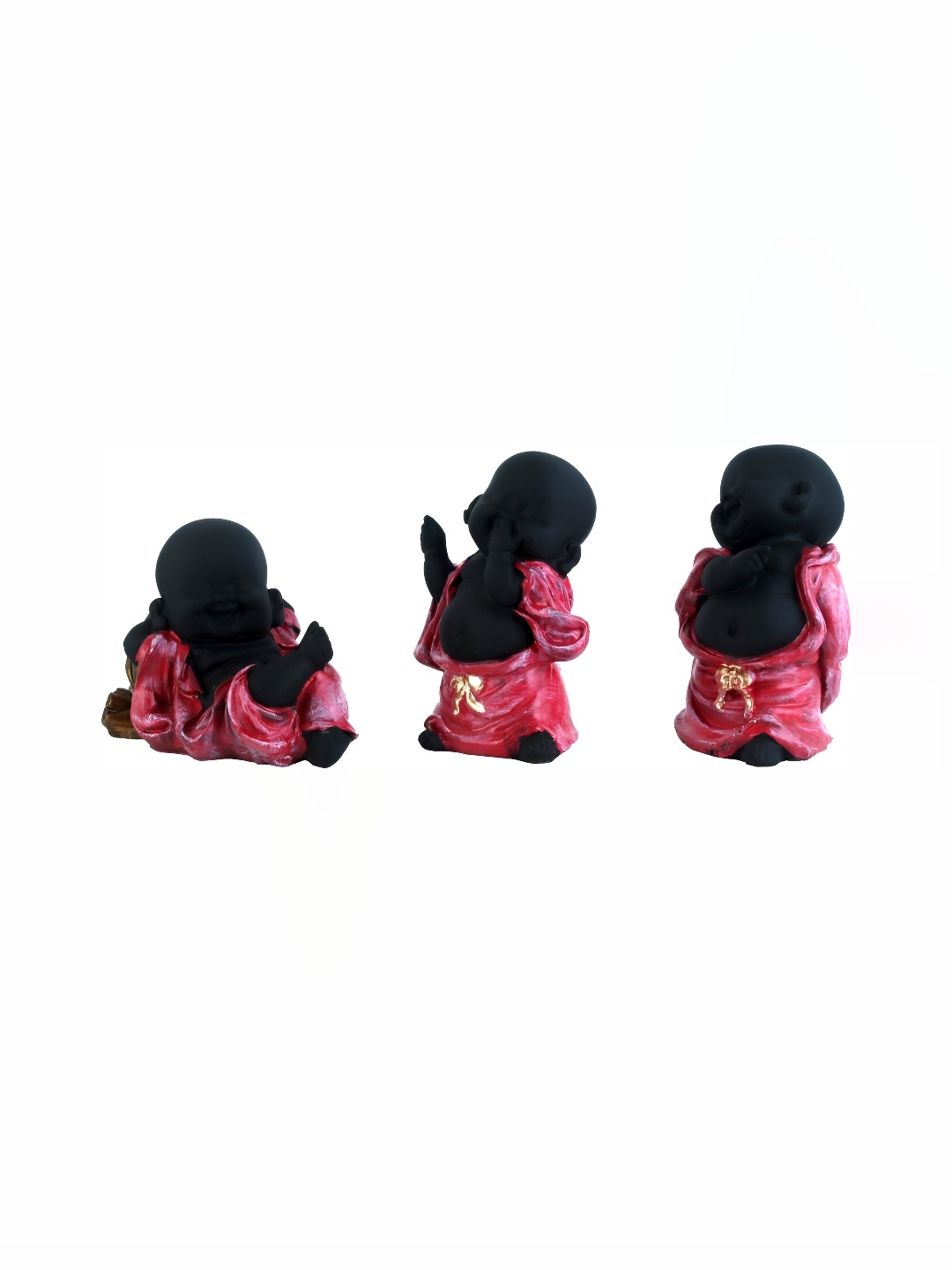 

GW CREATIONS Red Black 3 Pieces Fengshui Idol Showpiece, Multi