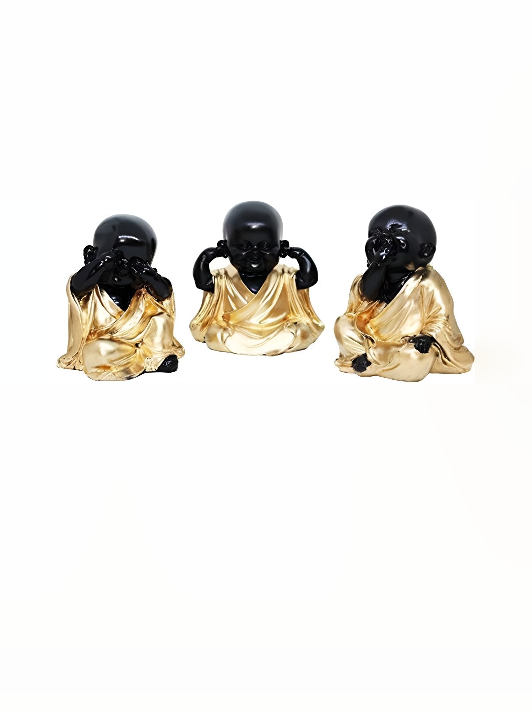 

GW CREATIONS Gold-Toned & Black 3Pcs Fengshui Idol Showpiece