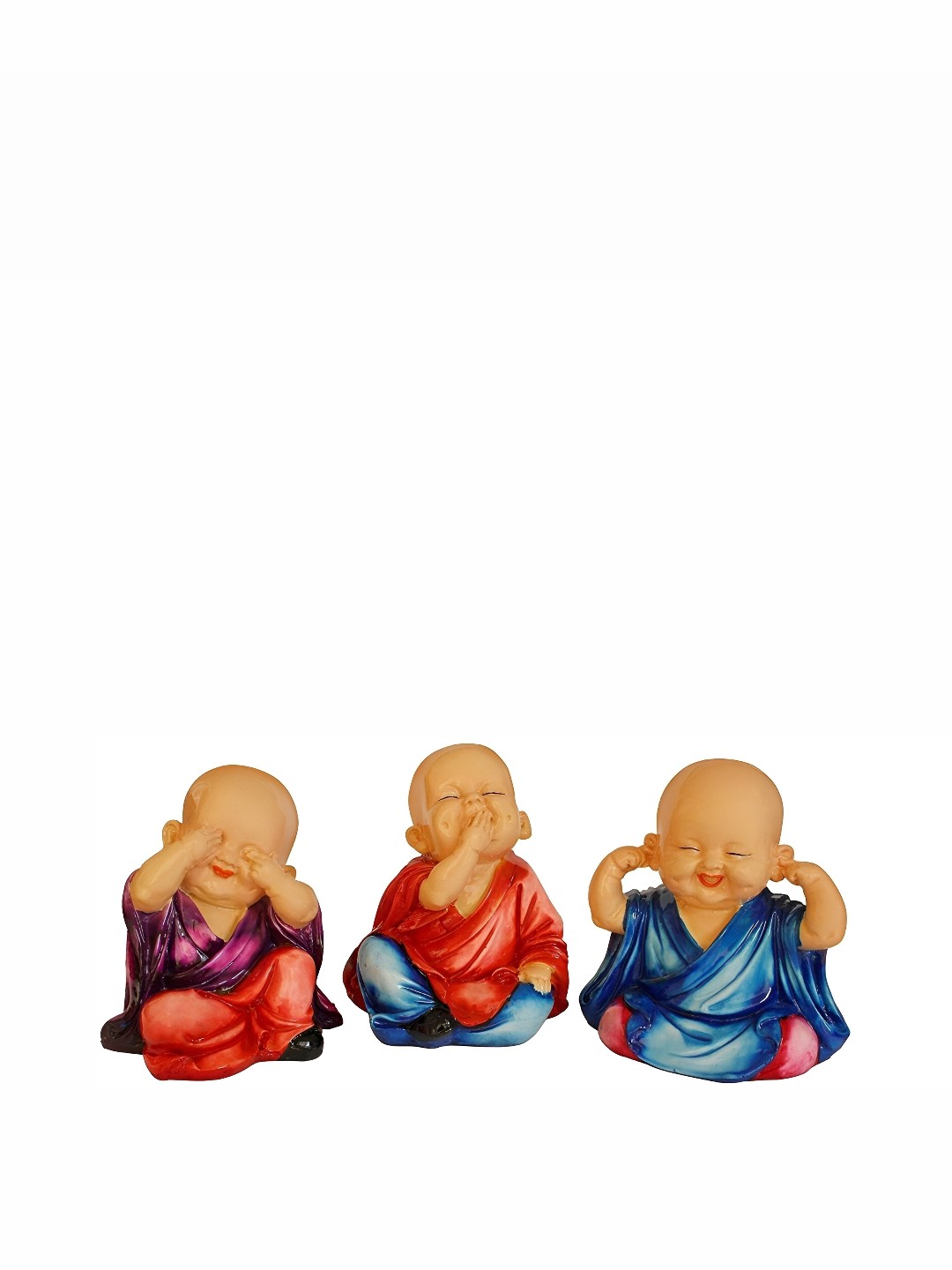 

GW CREATIONS Cream & Blue 3Pcs Fengshui Idol Showpiece