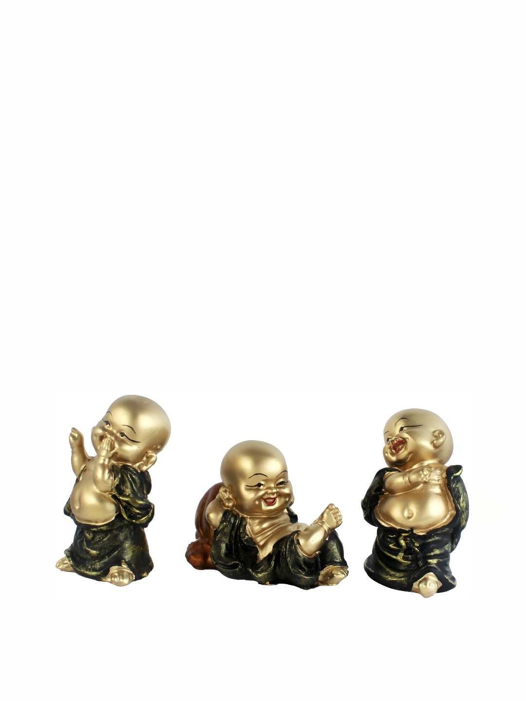 

GW CREATIONS Gold-Toned & Green 3Pcs Fengshui Idol Showpiece