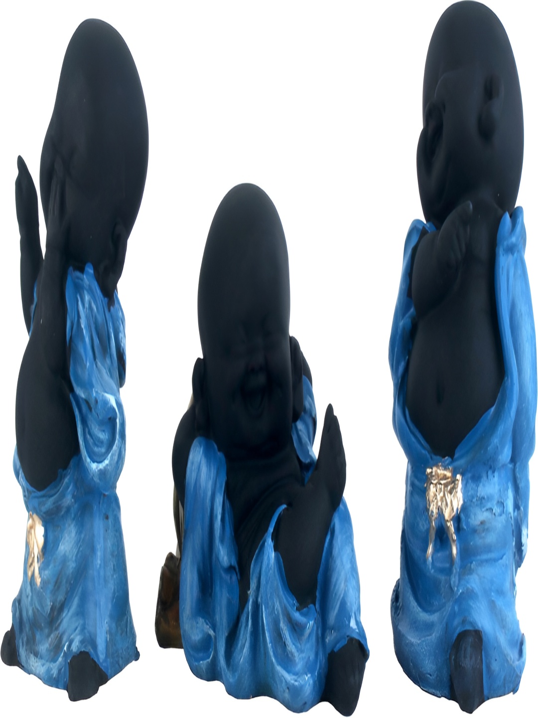 

GW CREATIONS Blue & Black 3Pcs Fengshui Idol Showpiece