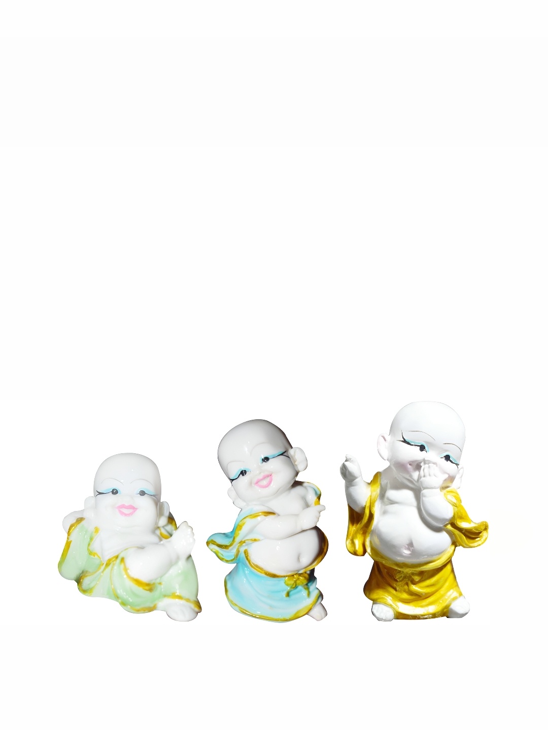 

GW CREATIONS White & Orange 3Pcs Fengshui Idol Showpiece