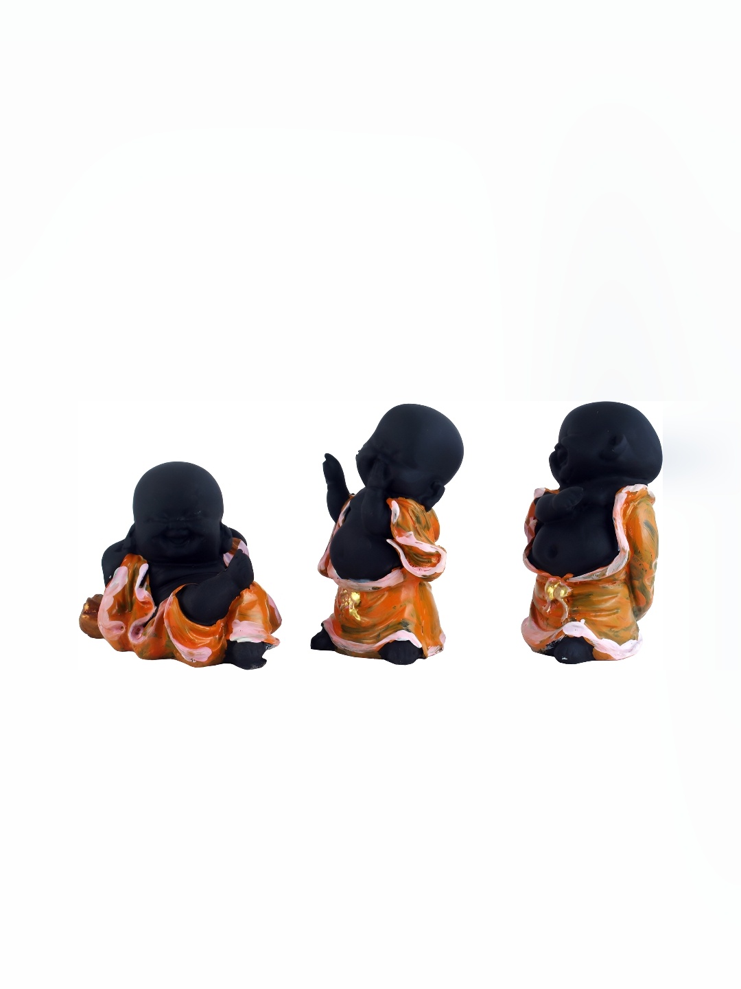 

GW CREATIONS Black & Orange 3Pcs Fengshui Idol Showpiece