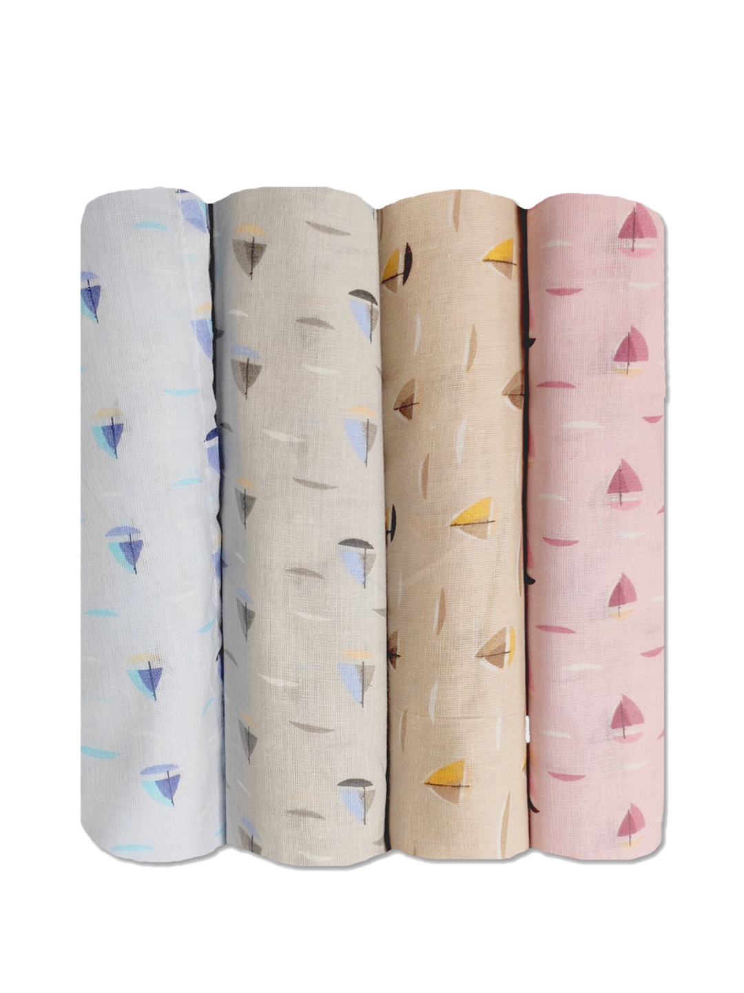 

Trance Home Linen Color Boats Set of 4 Cotton Baby Swaddle Wrap, Multi