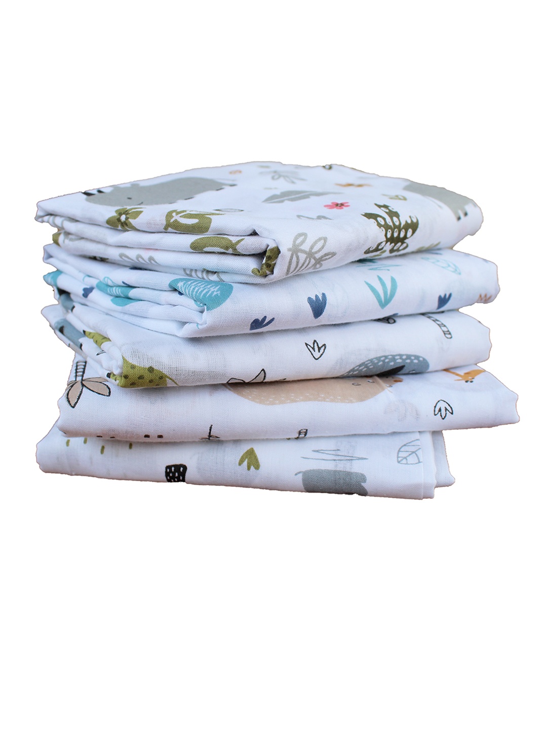 

Trance Home Linen Baby Pug Set of 5 Cotton Baby Swaddle Wrap, White