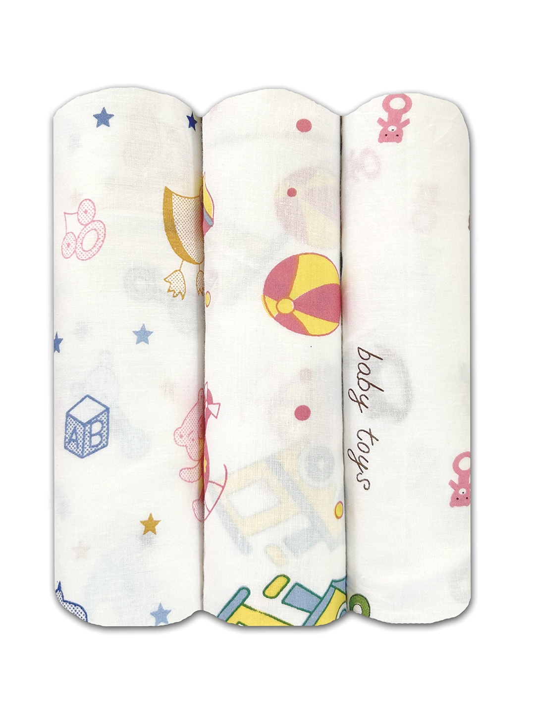 

Trance Home Linen Nursery Prints Large Size Set of 3 Cotton Baby Swaddle Wrap, Multi
