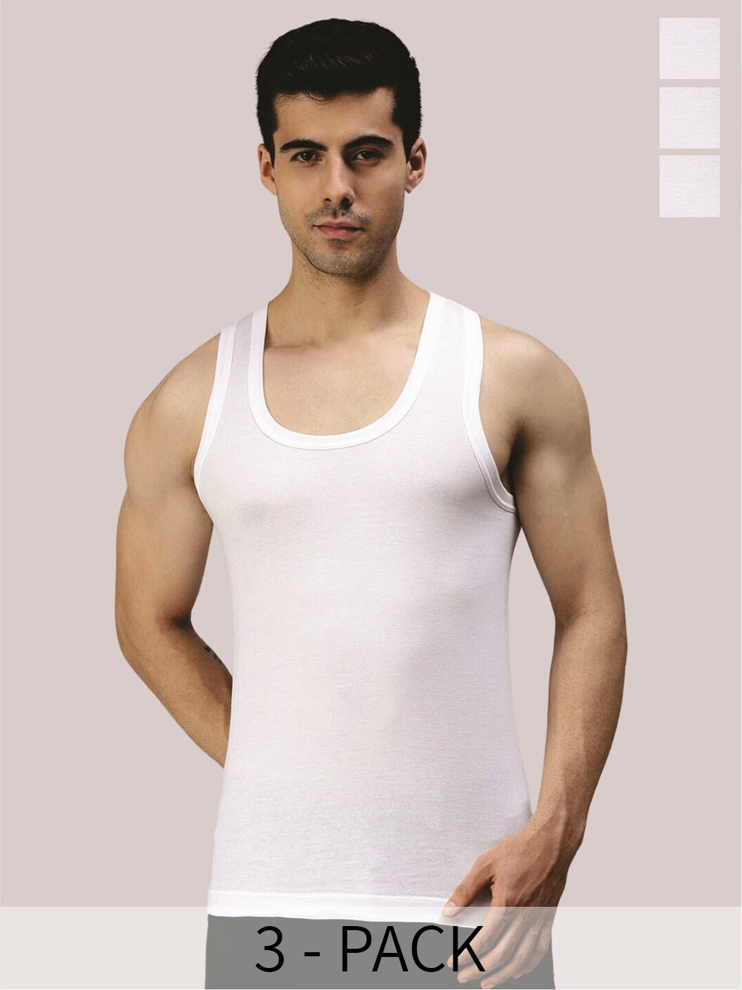 

ecott Pack Of 3 Cotton Innerwear Vests, White