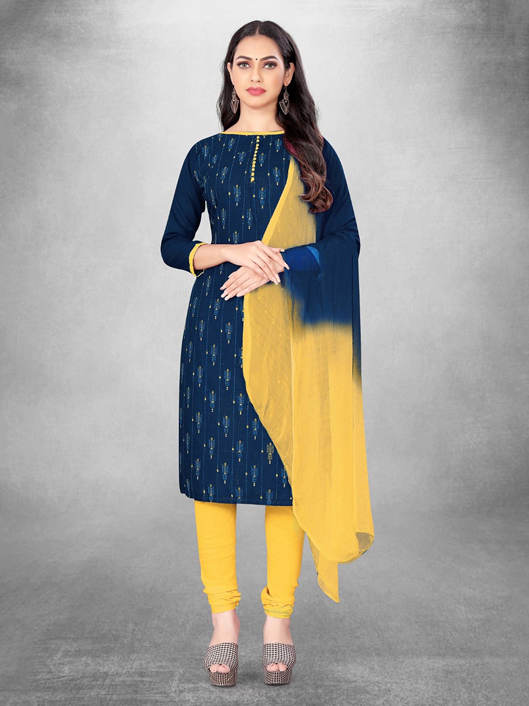 

MANVAA Geometric Printed Unstitched Dress Material, Blue