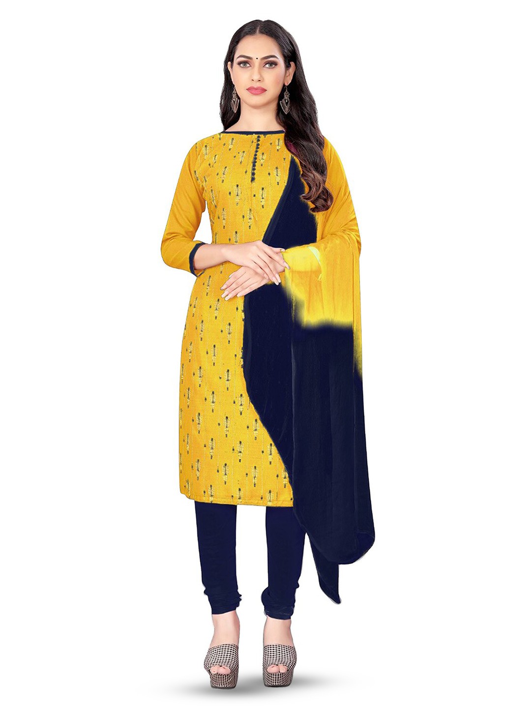 

MANVAA Geometric Printed Unstitched Dress Material, Yellow