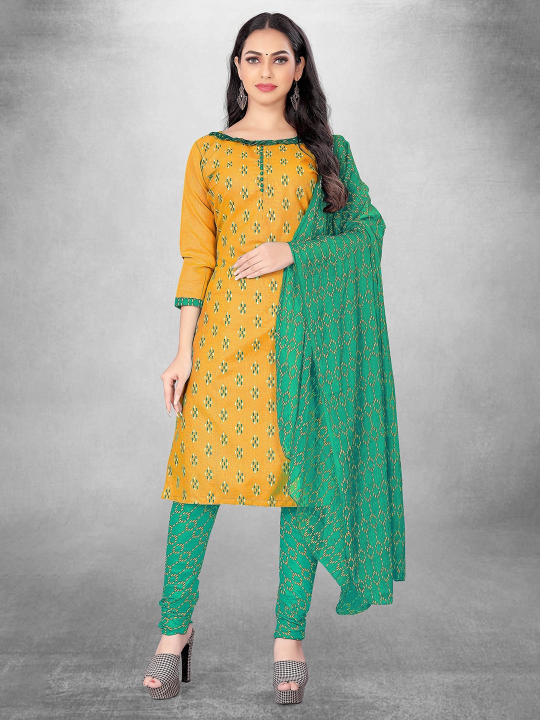 

MANVAA Geometric Printed Unstitched Dress Material, Yellow