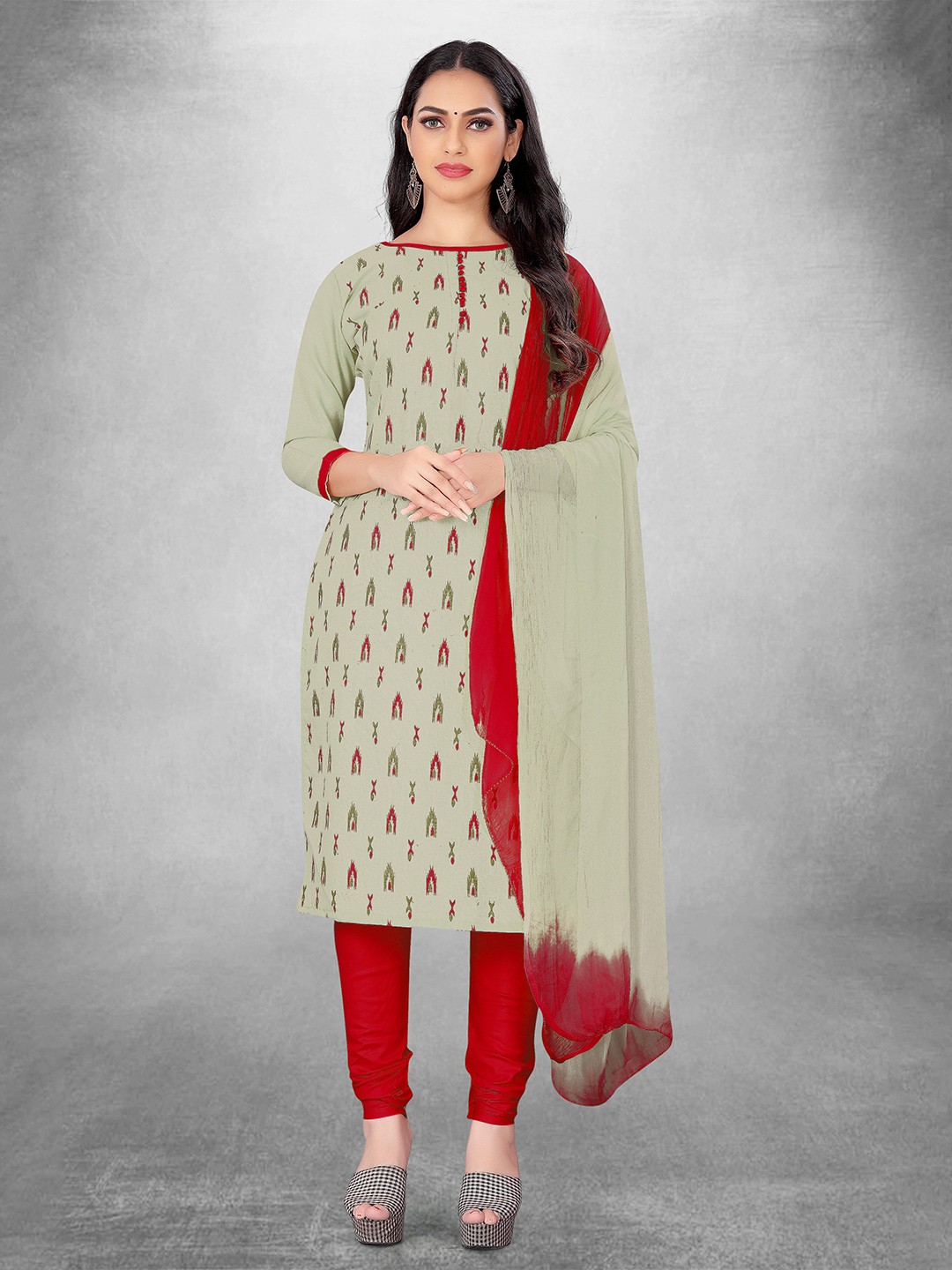 

MANVAA Geometric Printed Unstitched Dress Material, Grey