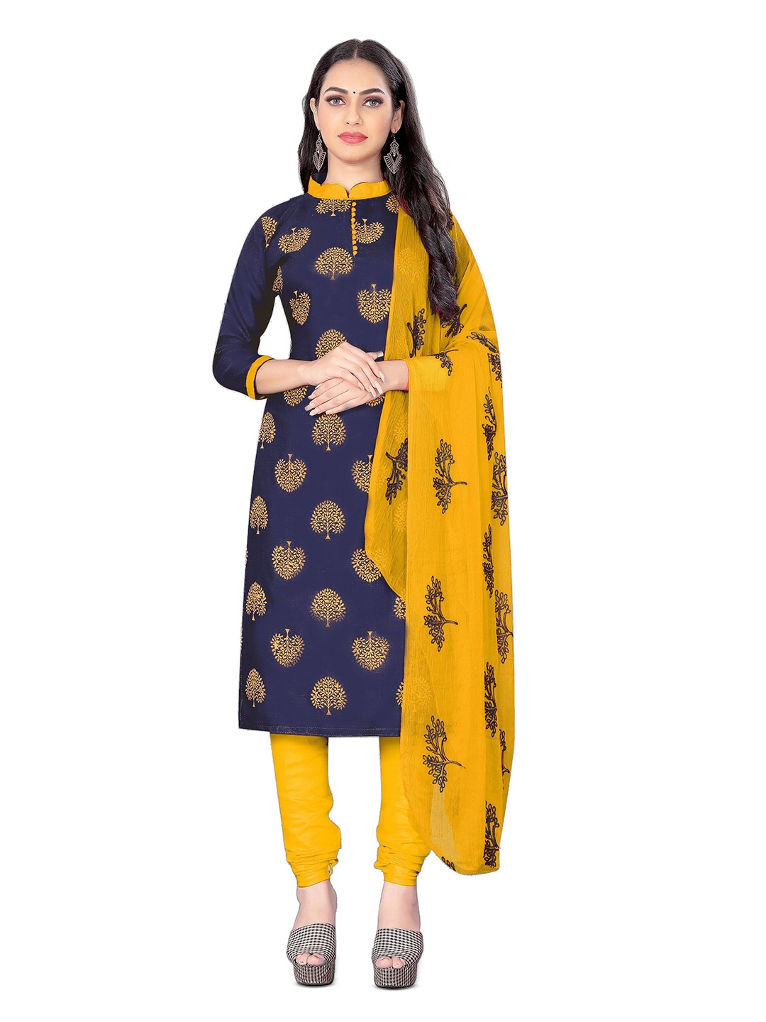 

MANVAA Floral Printed Unstitched Dress Material, Blue