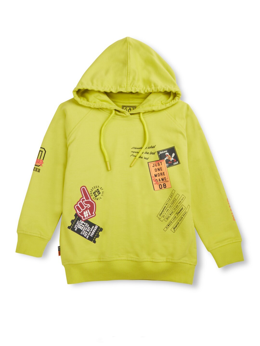 

Gini and Jony Boys Typography Printed Hooded Fleece Pullover Sweatshirt, Green