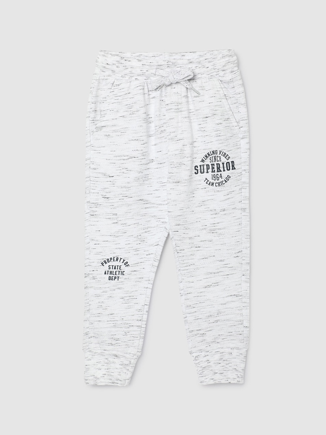 

max Boys Self-Design Mid-Rise Joggers, Grey