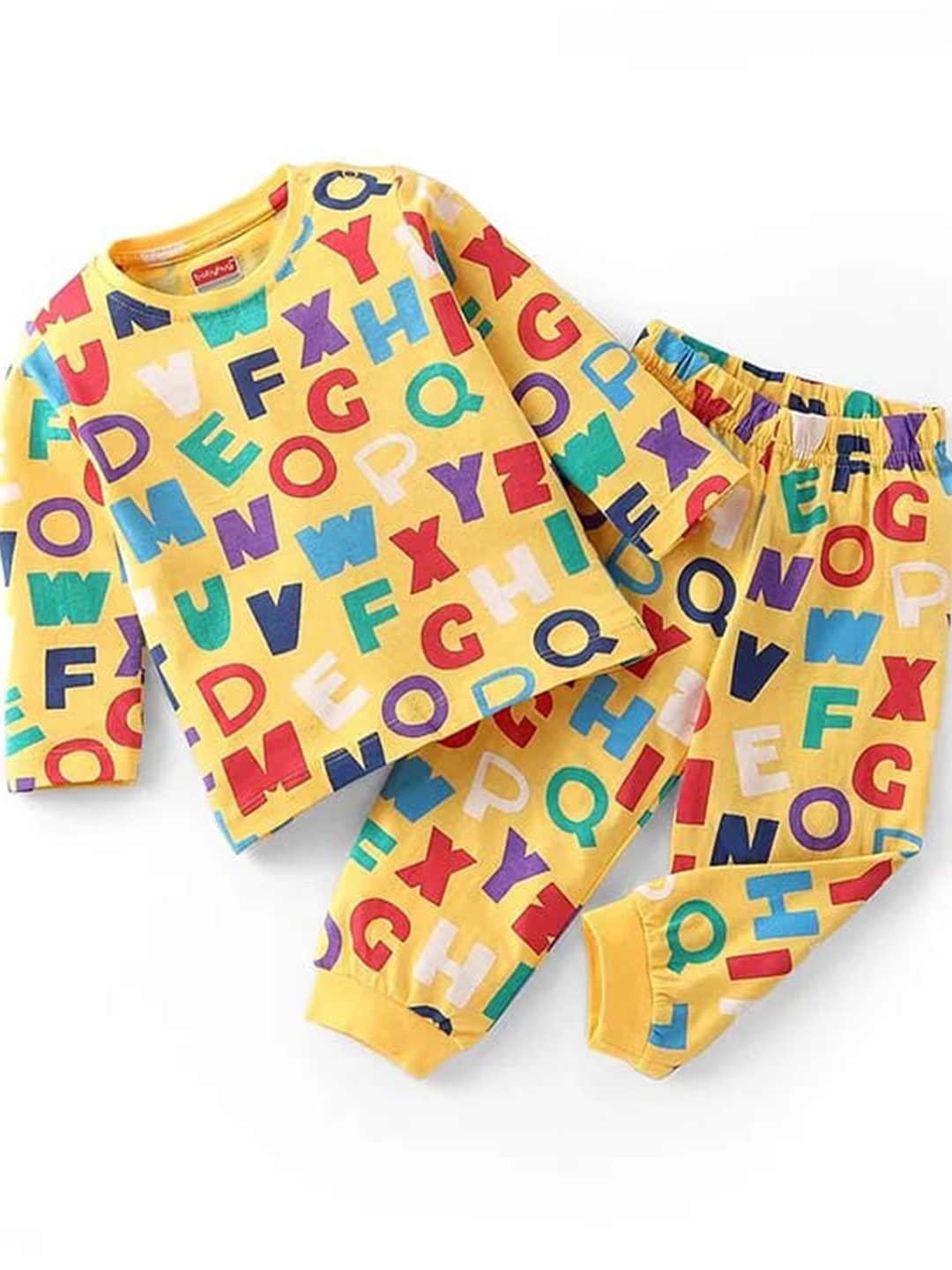 

BAESD Kids Printed T-shirt with Trousers, Yellow