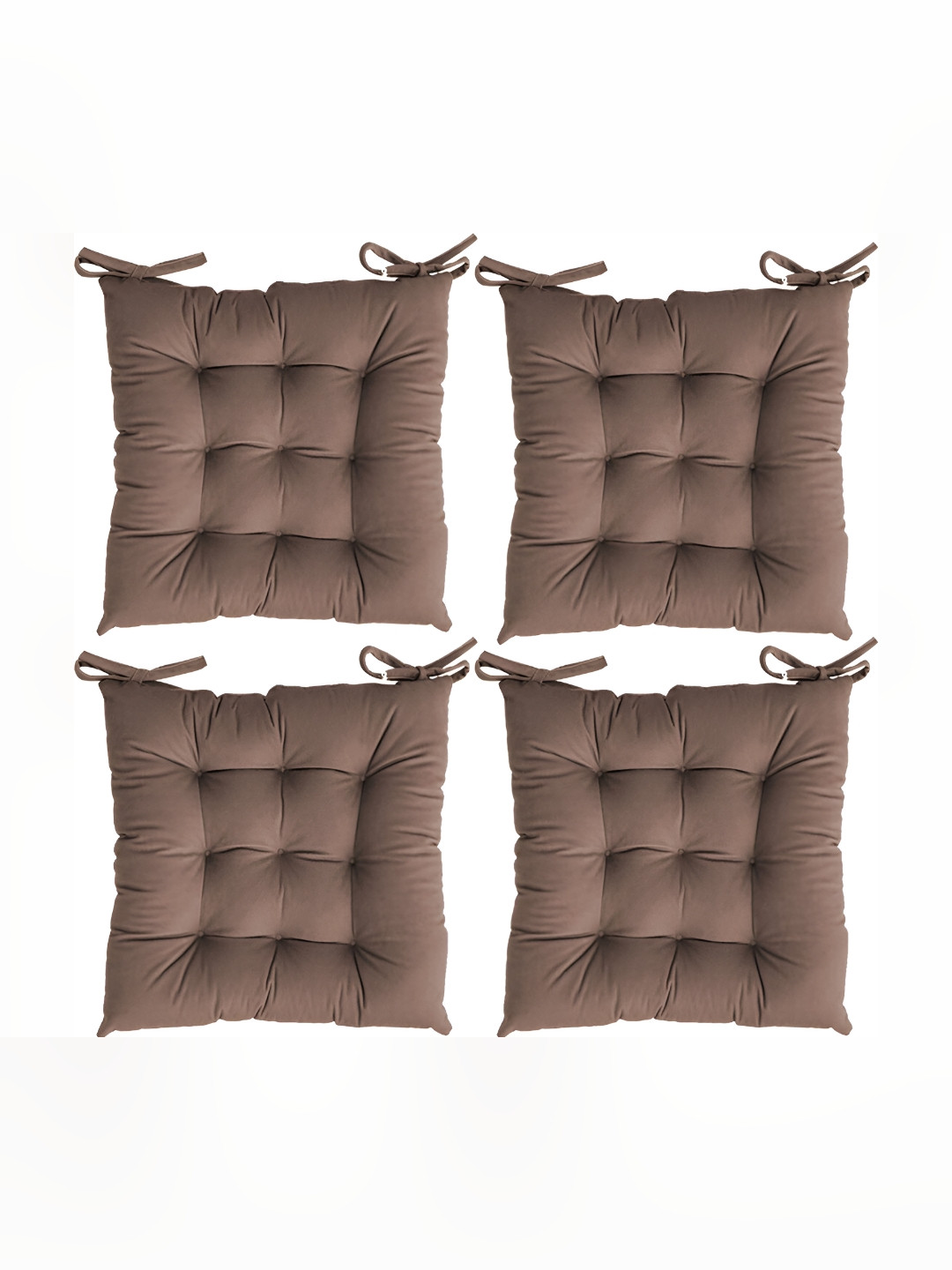 

LINENOVATION Brown 4 Pieces Square Chair Pads
