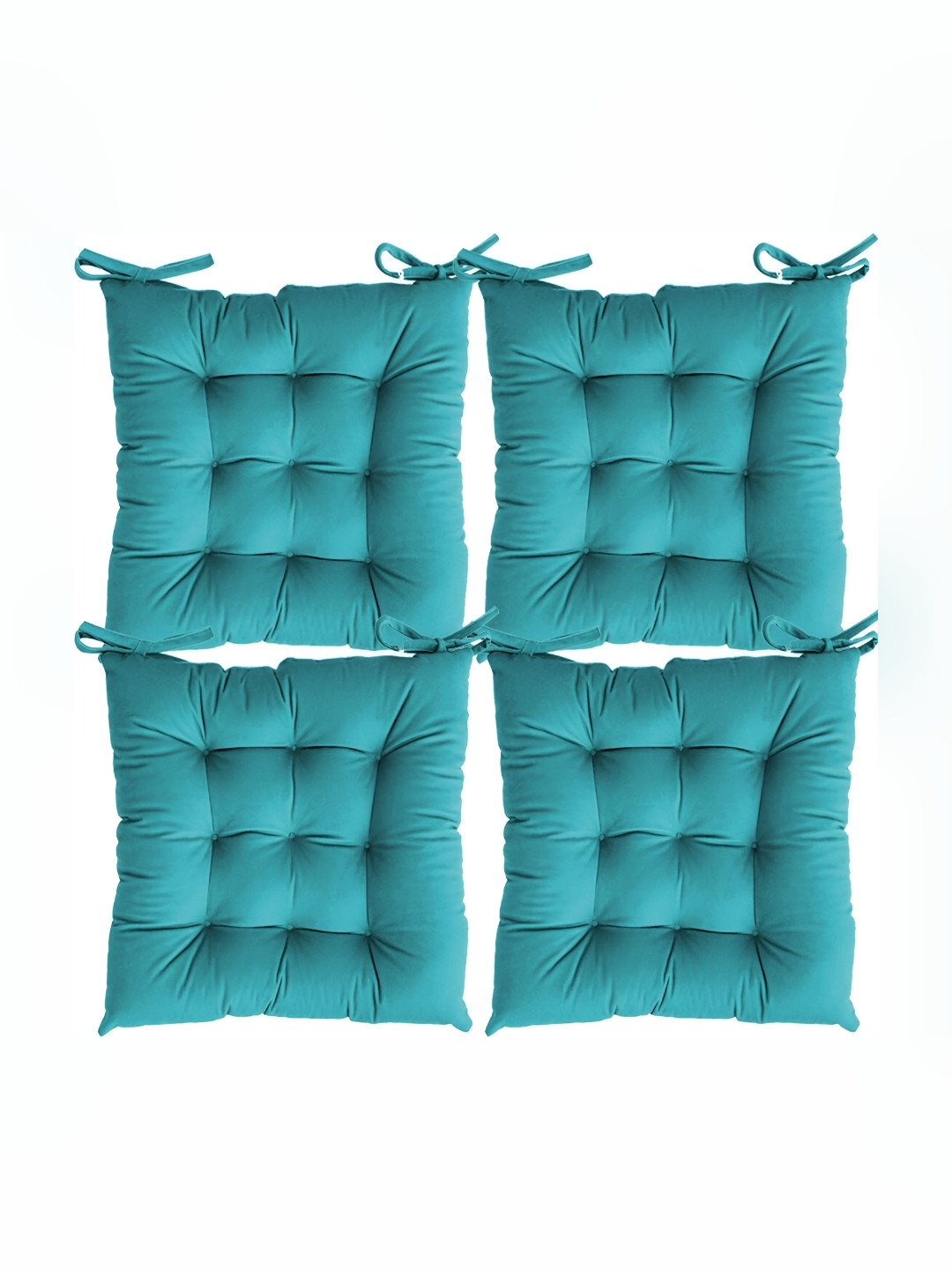 

LINENOVATION Blue 4 Pieces Square Chair Pads