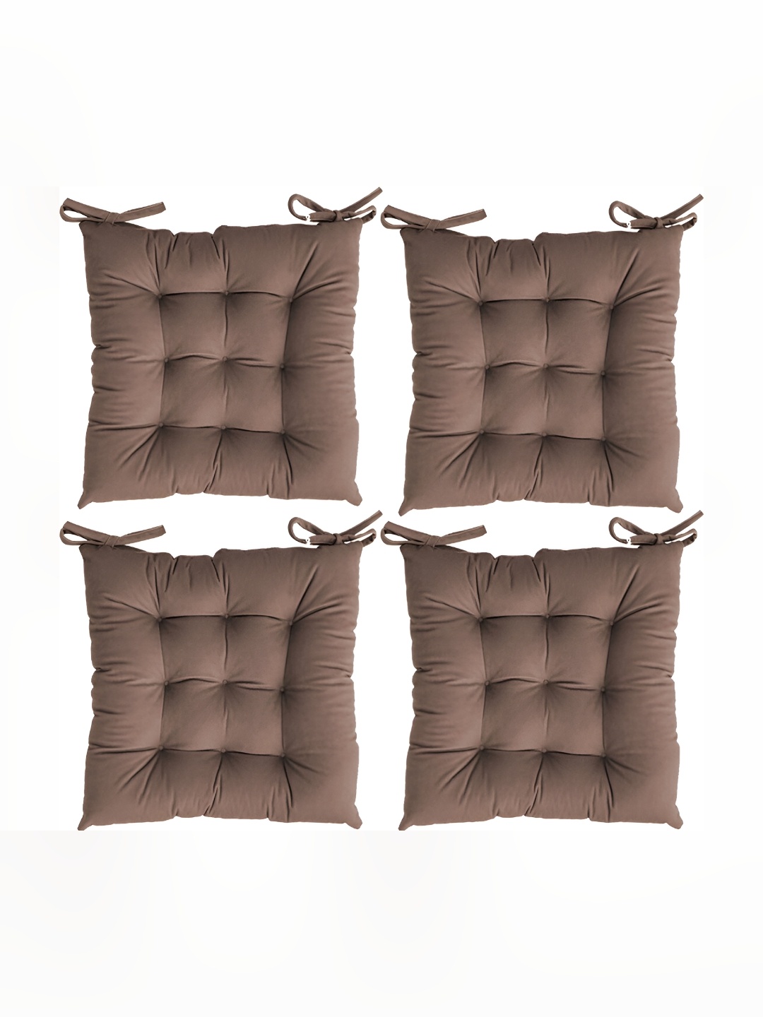 

LINENOVATION Brown 4 Pieces Square Chair Pads