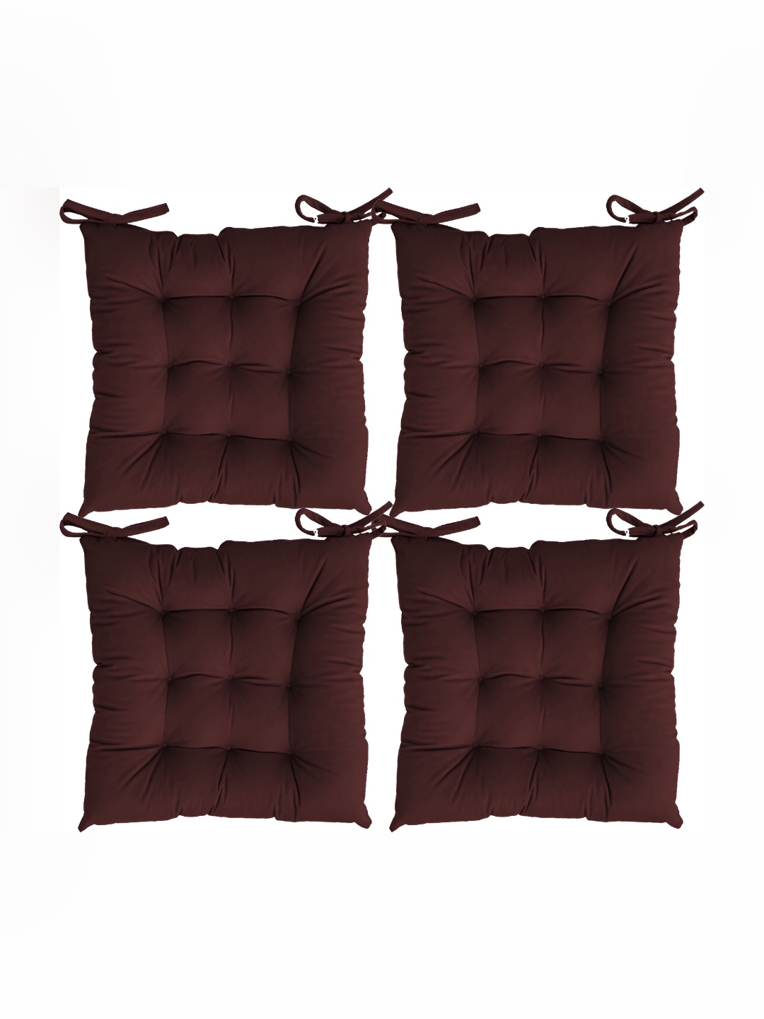

LINENOVATION Maroon 4 Pieces Square Chair Pads