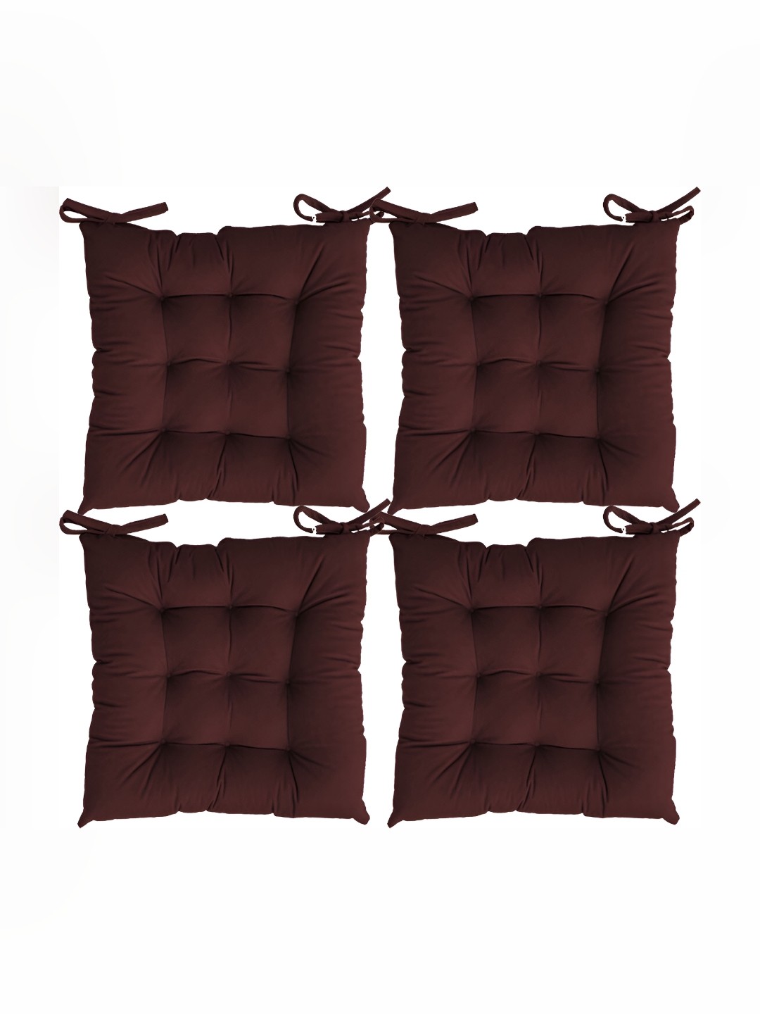 

LINENOVATION Maroon 4 Pieces Square Chair Pads