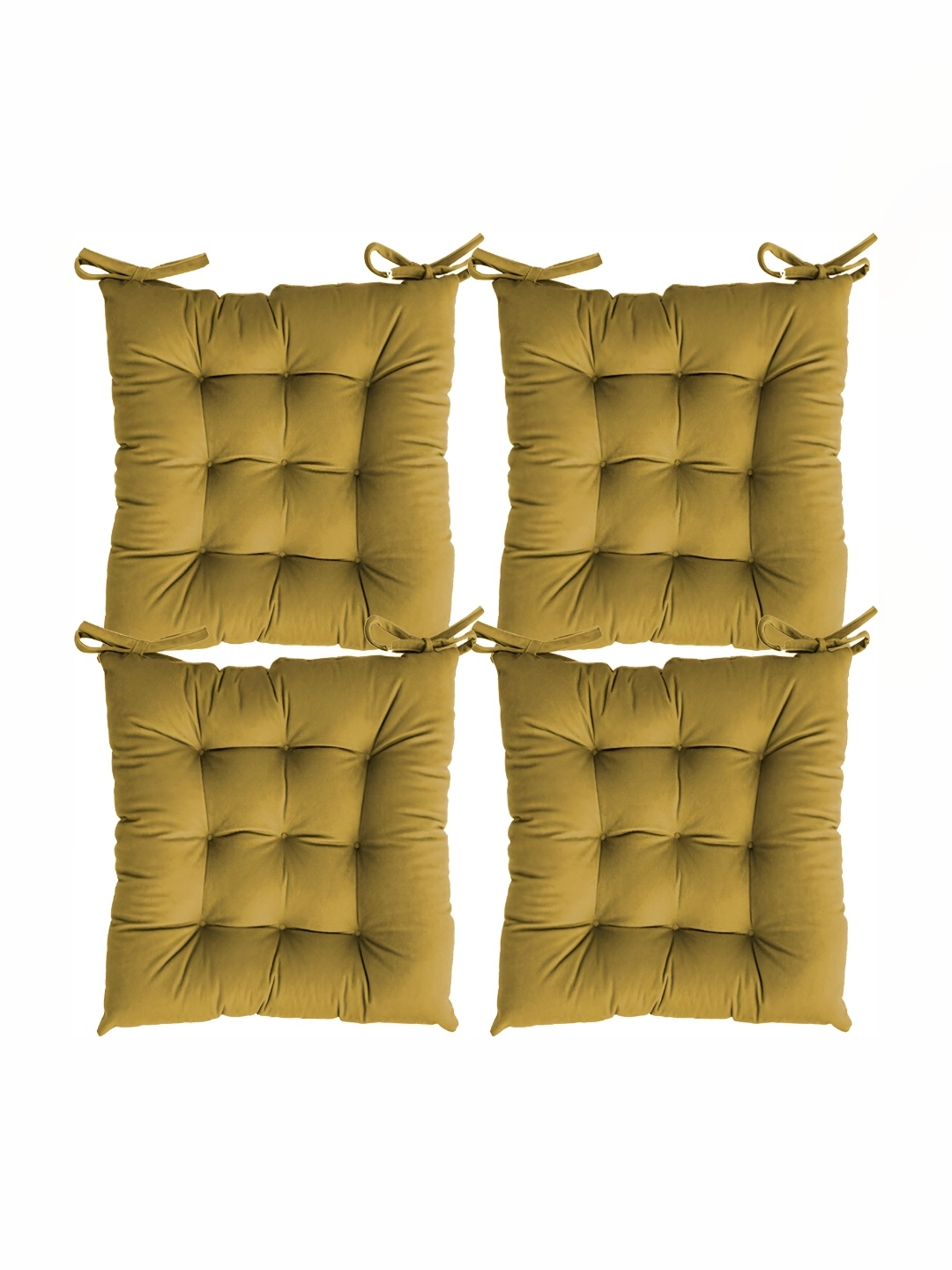 

LINENOVATION Olive Green 4 Pieces Square Chair Pads