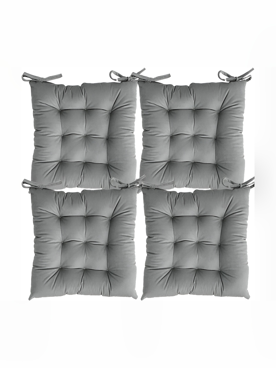 

LINENOVATION Grey 4 Pieces Square Chair Pads