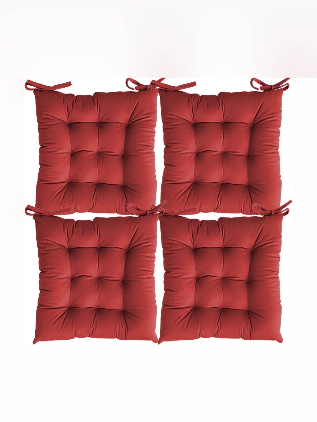 

LINENOVATION Red 4 Pieces Square Chair Pads