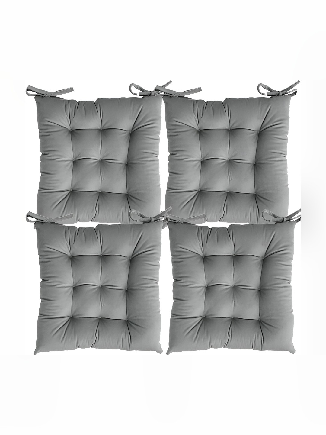 

LINENOVATION Grey 4 Pieces Square Chair Pads