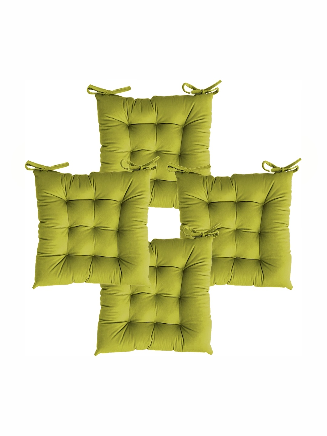 

LINENOVATION Green 4 Pieces Square Chair Pads