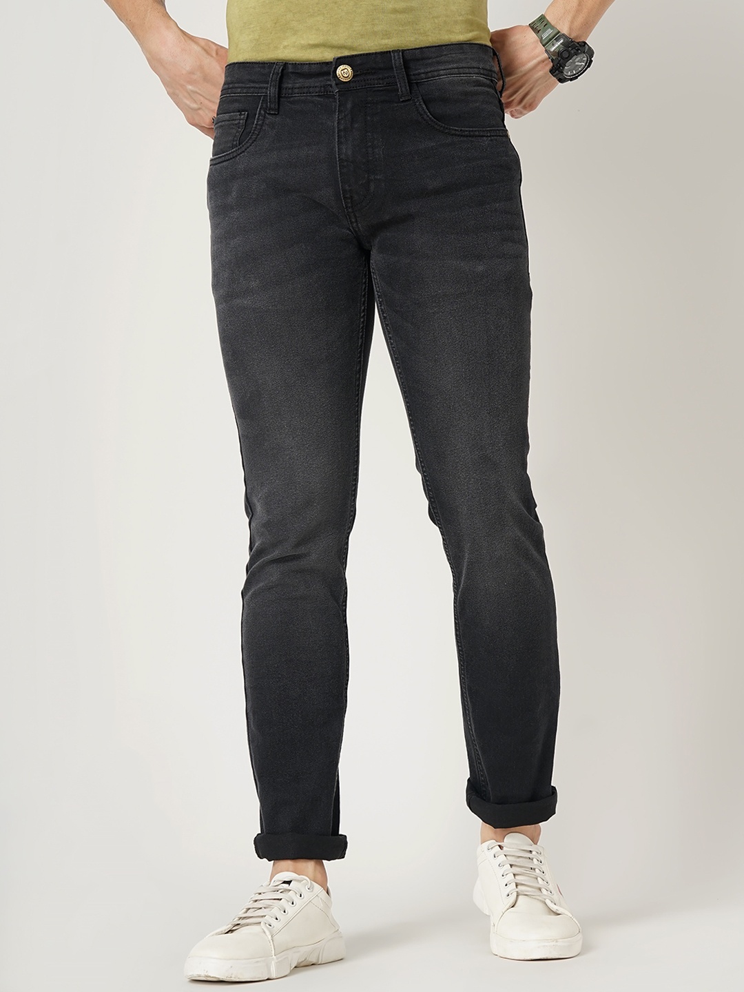 

Llak Jeans Men Skinny Fit Light Fade Stretchable Jeans, Black