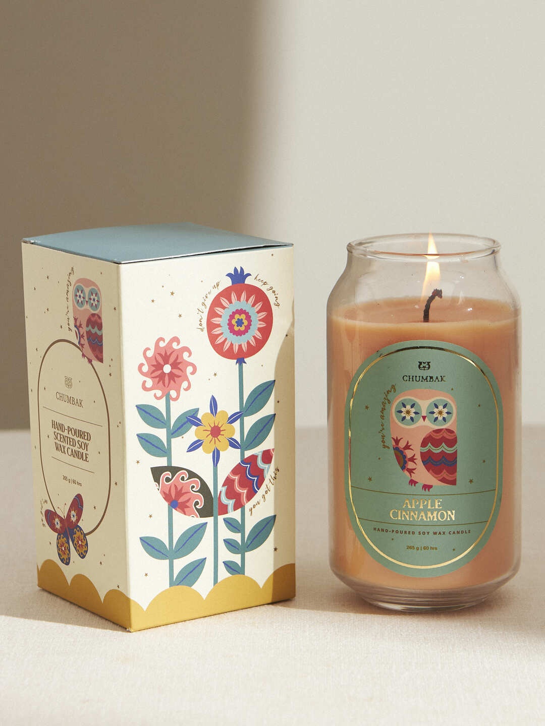 

Chumbak Orange & Green Apple Cinnamon Scented Jar Candle