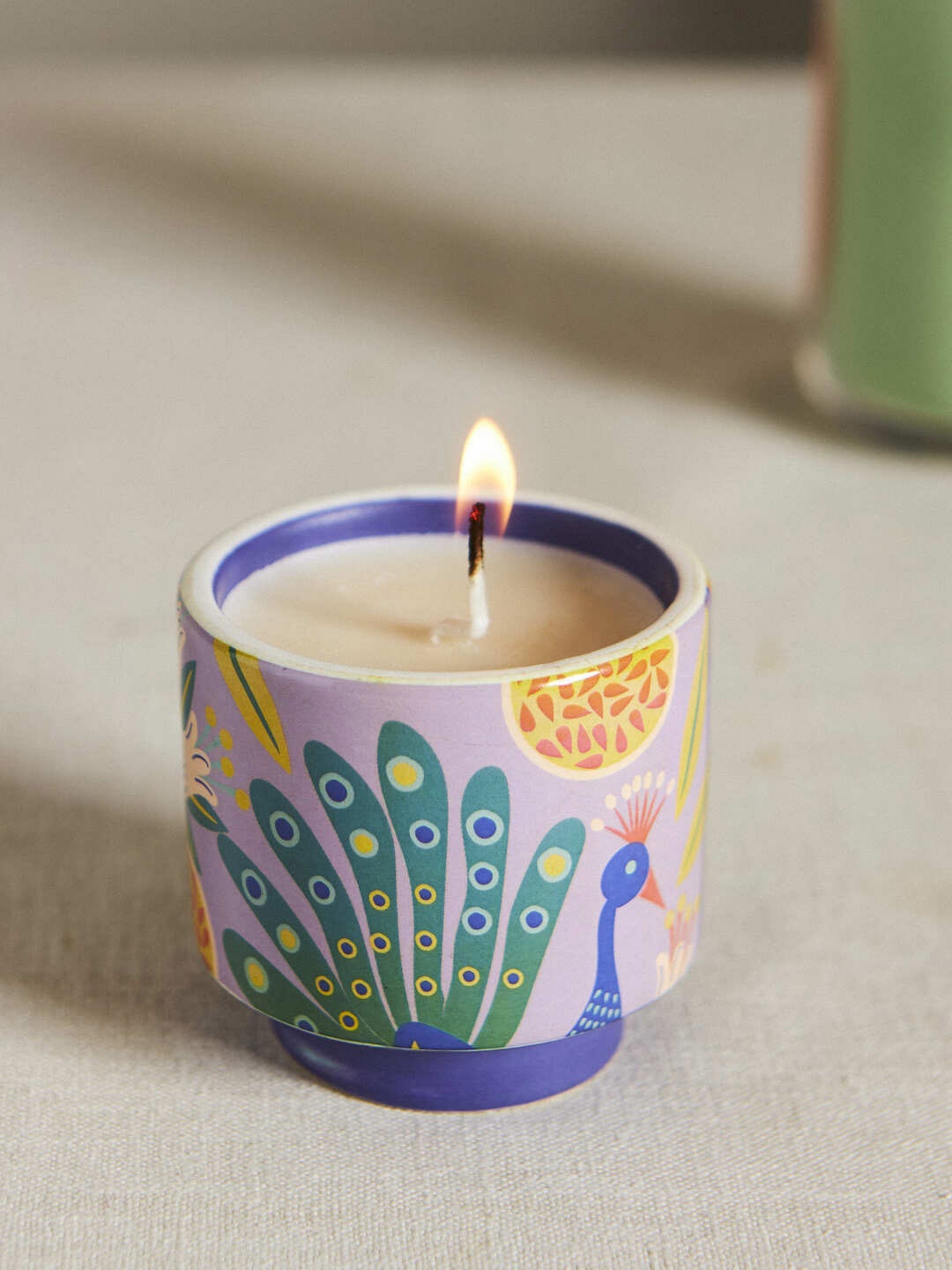

Chumbak Purple & Green Small Ceramic First Rain Scented Jar Candle