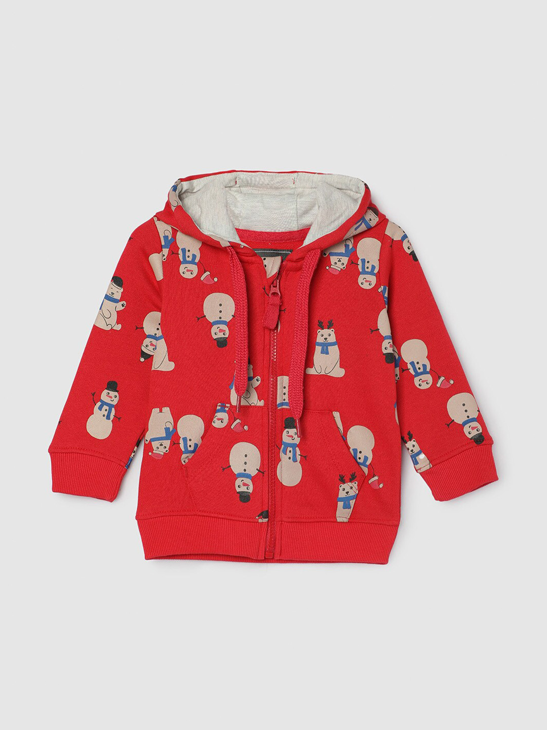 

max Infant Boys Conversational Printed Hooded Front-Open Sweatshirt, Red