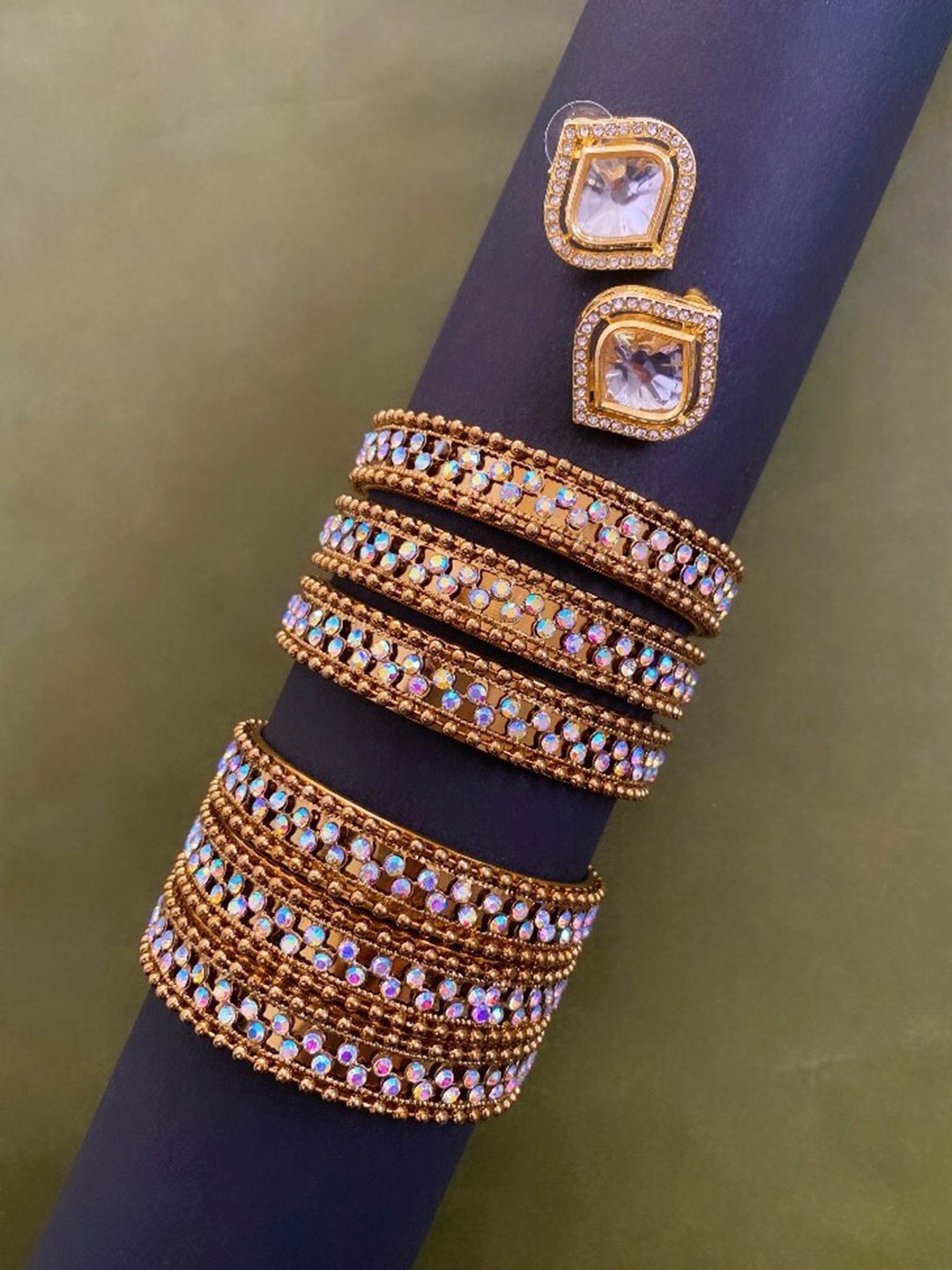 

ATIBELLE Gold-Plated Kundan-Studded Bangle & Ring Set