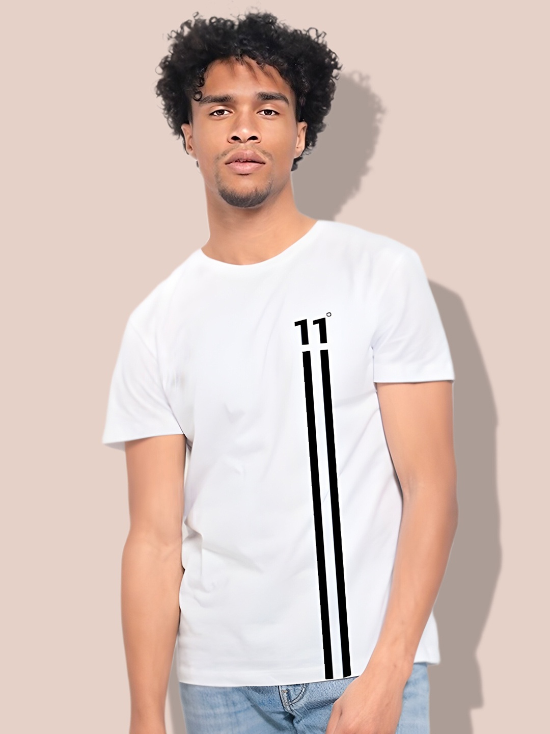 

Elibolz Striped Round Neck Short Sleeves Cotton Regular T-shirt, White