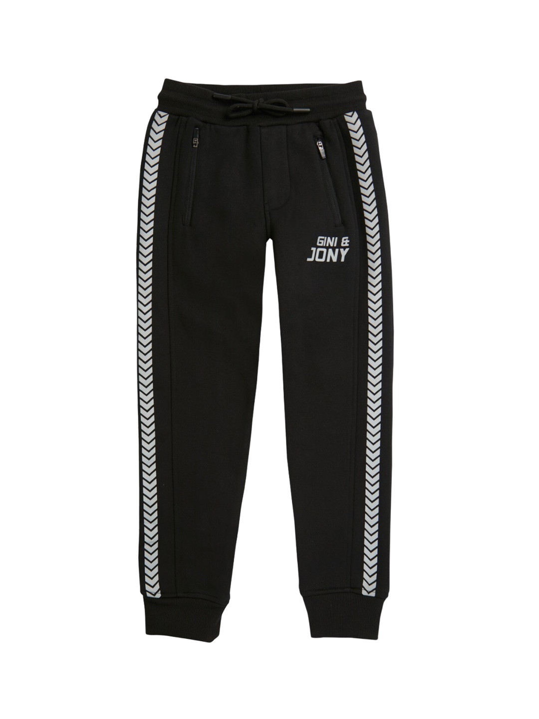 

Gini and Jony Boys Gometric Printed Mid-Rise Cotton Joggers, Black