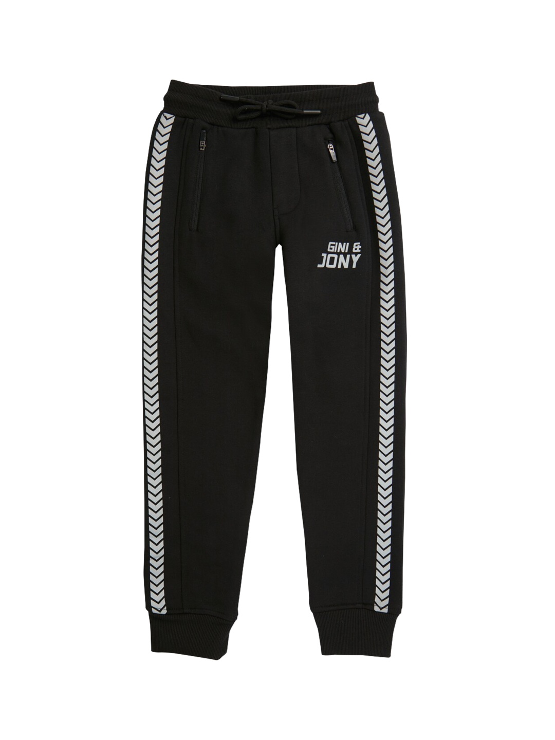 

Gini and Jony Boys Gometric Printed Mid-Rise Cotton Joggers, Black