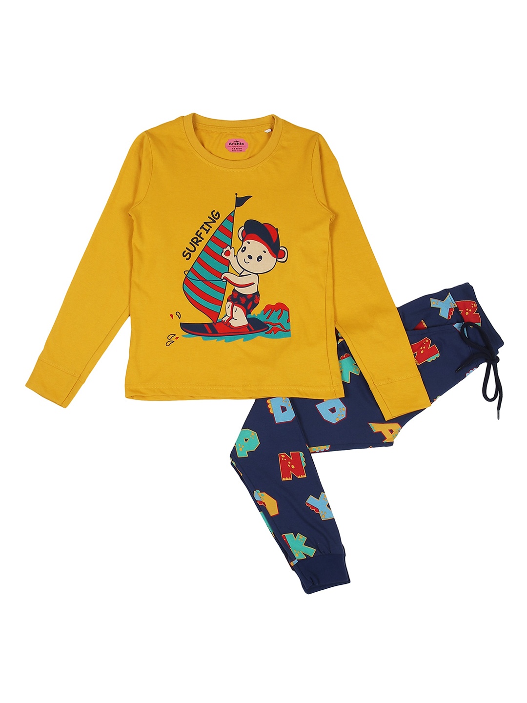 

BAESD Boys Graphic Printed Pyjamas & T-shirt, Yellow