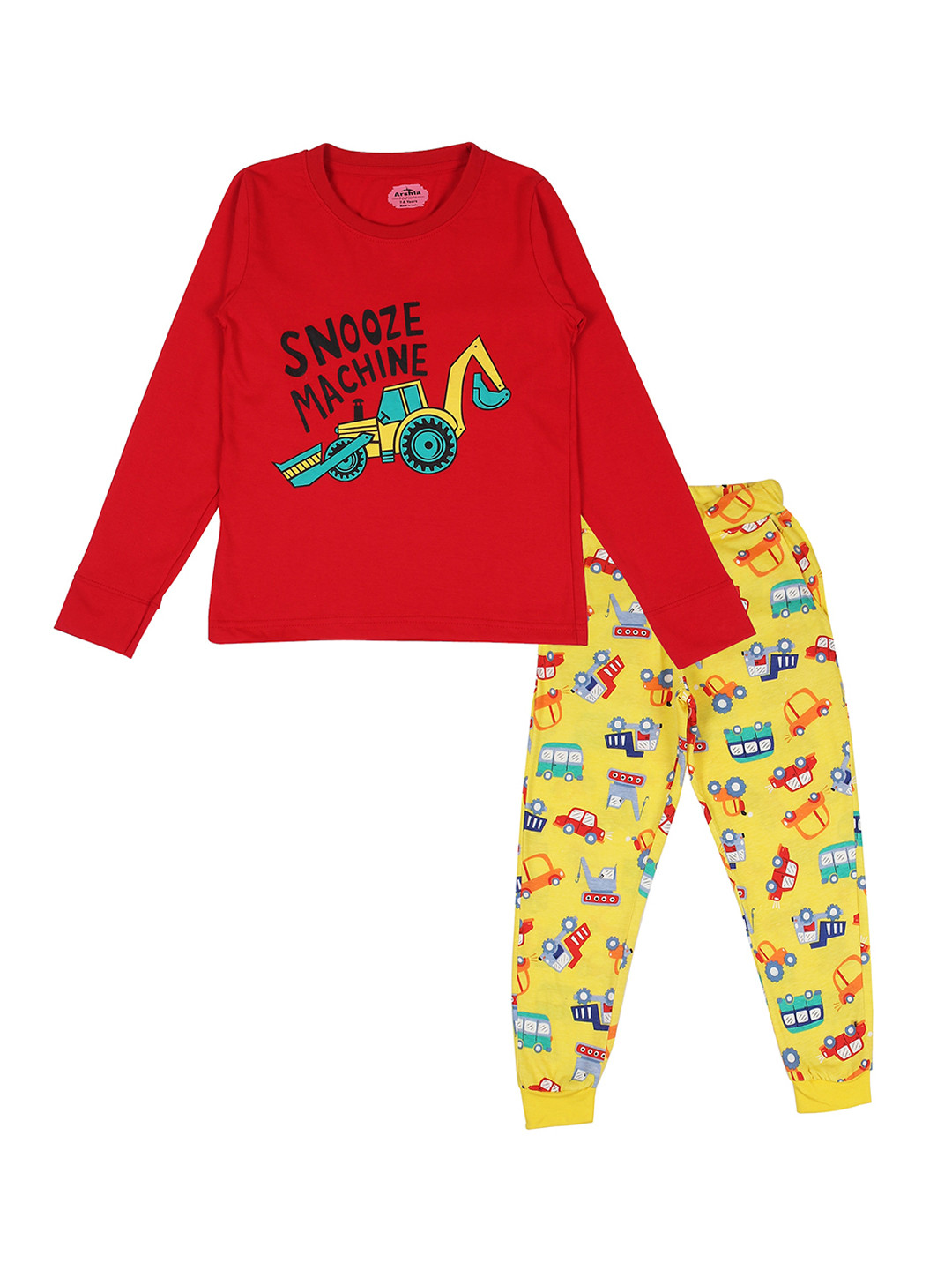 

BAESD Boys Typography Printed Night suit, Red
