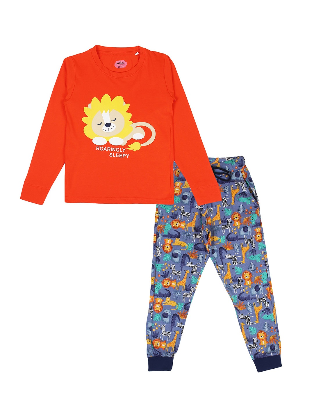 

BAESD Boys Graphic Printed Night suit, Orange